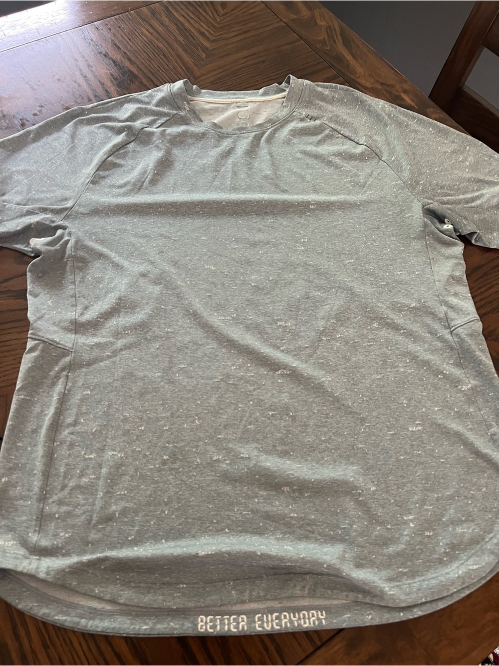 lululemon athletica Men’s Blue/Gray Crew Neck Stretch Logo T-Shirt L # 592